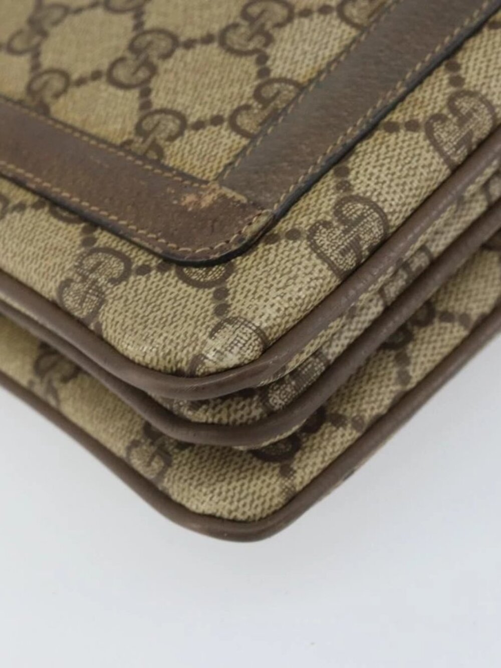 GUCCI GG Supreme Web Sherry Line Bag PVC Beige Gold 02 14 013 Auth 170488 - Picture 11 of 15